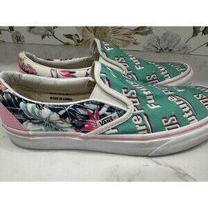 VANS Off The Wall Custom 'Future POS' Floral Colorful Unique Women Size 9 Slides